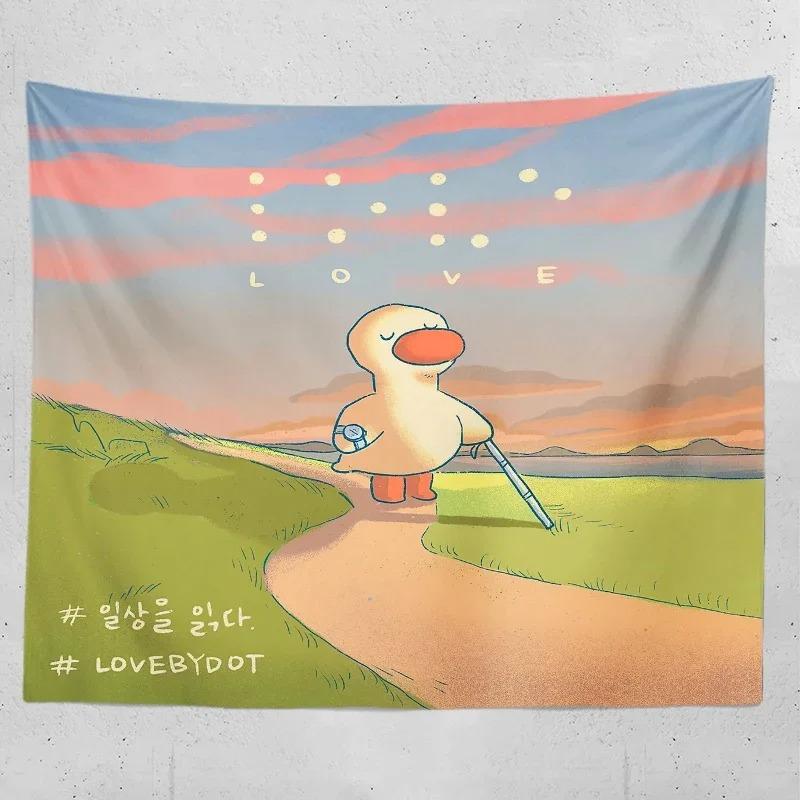 Cartoon Duck Decorative Tapestry Home Wall Living Room Office Decorative Tapestry