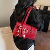 Fashion Ribbons Bow Decoration Shoulder Bag Solid Color Handbag Quality Pu Leather Lady Bag Brand Commute Tote Underarm Bag Red