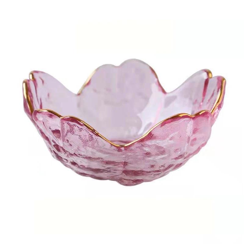 Sakura Glass Soy Sauce Dish Japanese-style Cherry Blossoms Condiment Dipping Bowls Small Sushi Dumplings Appetizer Plates