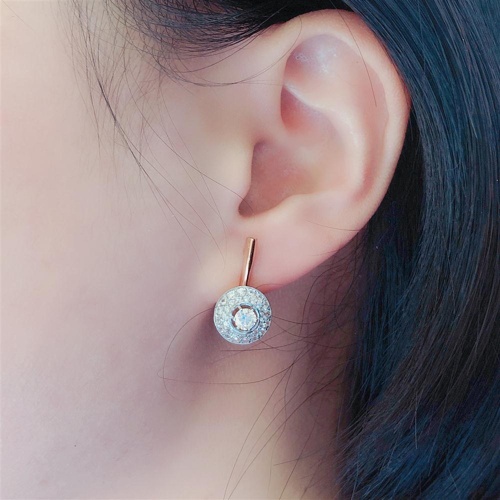 Purple Gold Inlaid Zircon Earrings Full Of Diamonds Classic Luxury Temperament Solid Rose Gold Plated Earrings
