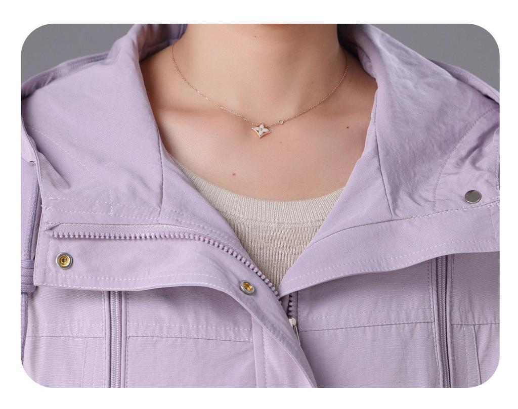 Spring Windbreaker Jacket for Petite and Middle-Aged Women, Wide-Sleeved Design