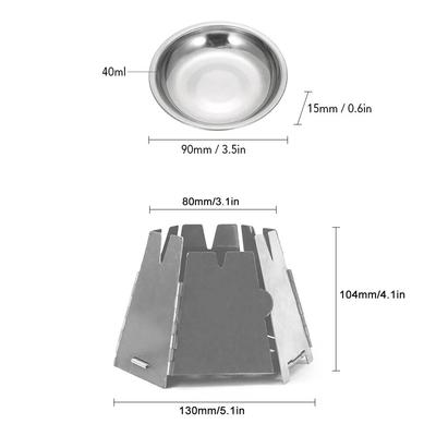 Stainless Steel Camping Windproof Stove, Outdoor Mini Hexagonal Portable Folding Firewood Stove, Barbecue Grill, Hiking BBQ