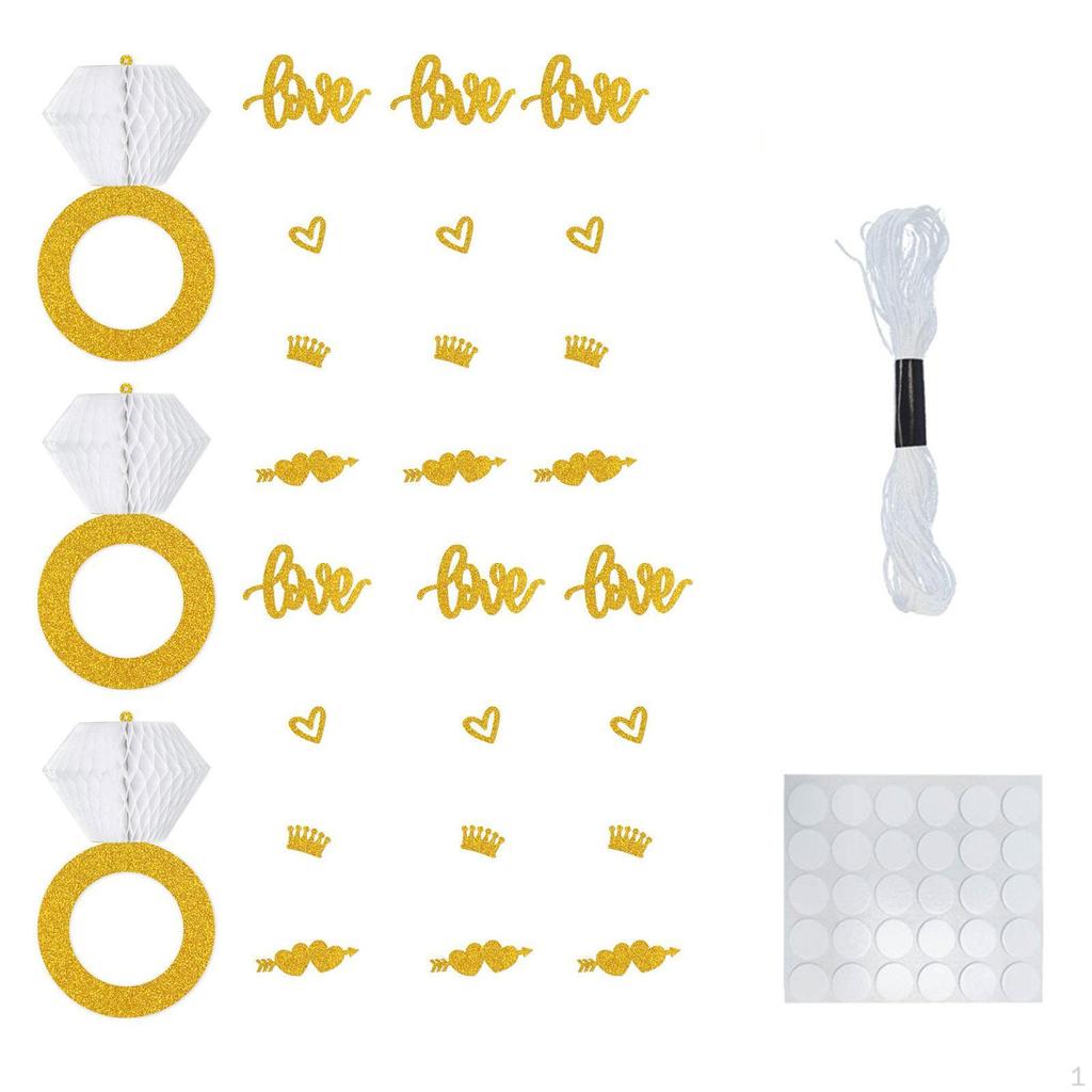 Honeycomb Diamond Banner Hanging Ornament Engagement Party Decoration for Proposal Supplies