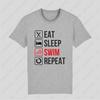 Eat Sleep Swim Repeat Unisex T-Shirt Lässige Mode Locker Harajuku Weich Schwimm-Liebhaber Geschenk T-Shirt Baumwolle Sommerkleidung