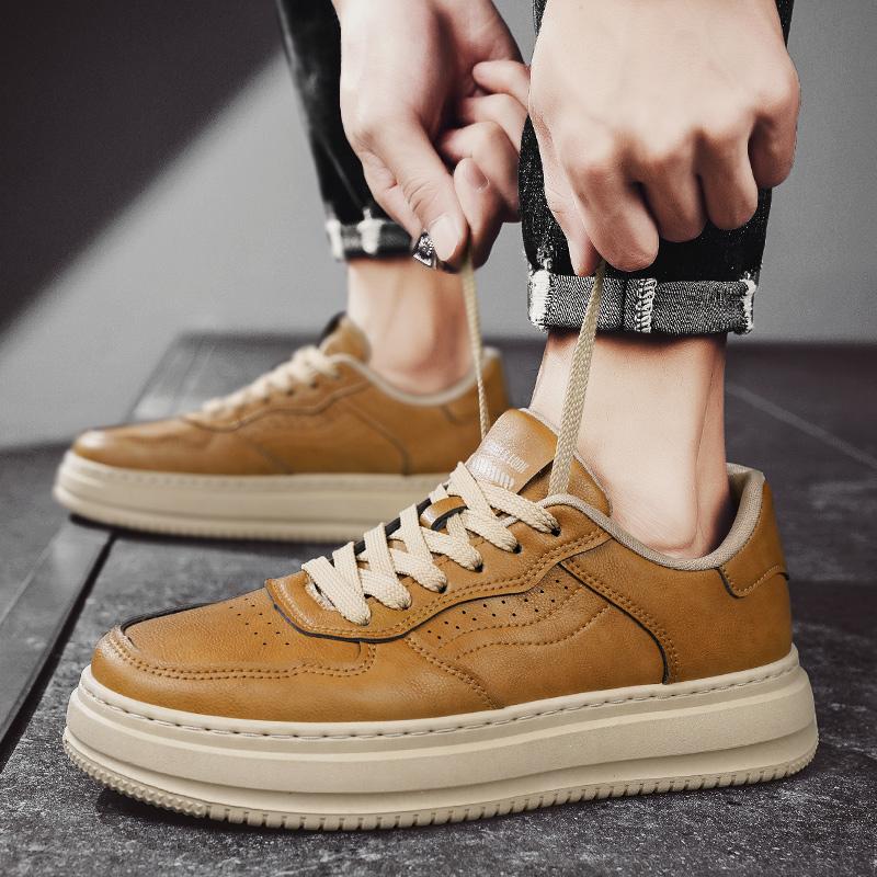 2026 Leder Plateau Skateboard Schuhe Herren Turnschuhe Klobige Skate Board Schuhe Flache Sneaker Dicke Sohle Niedrige Freizeitschuhe