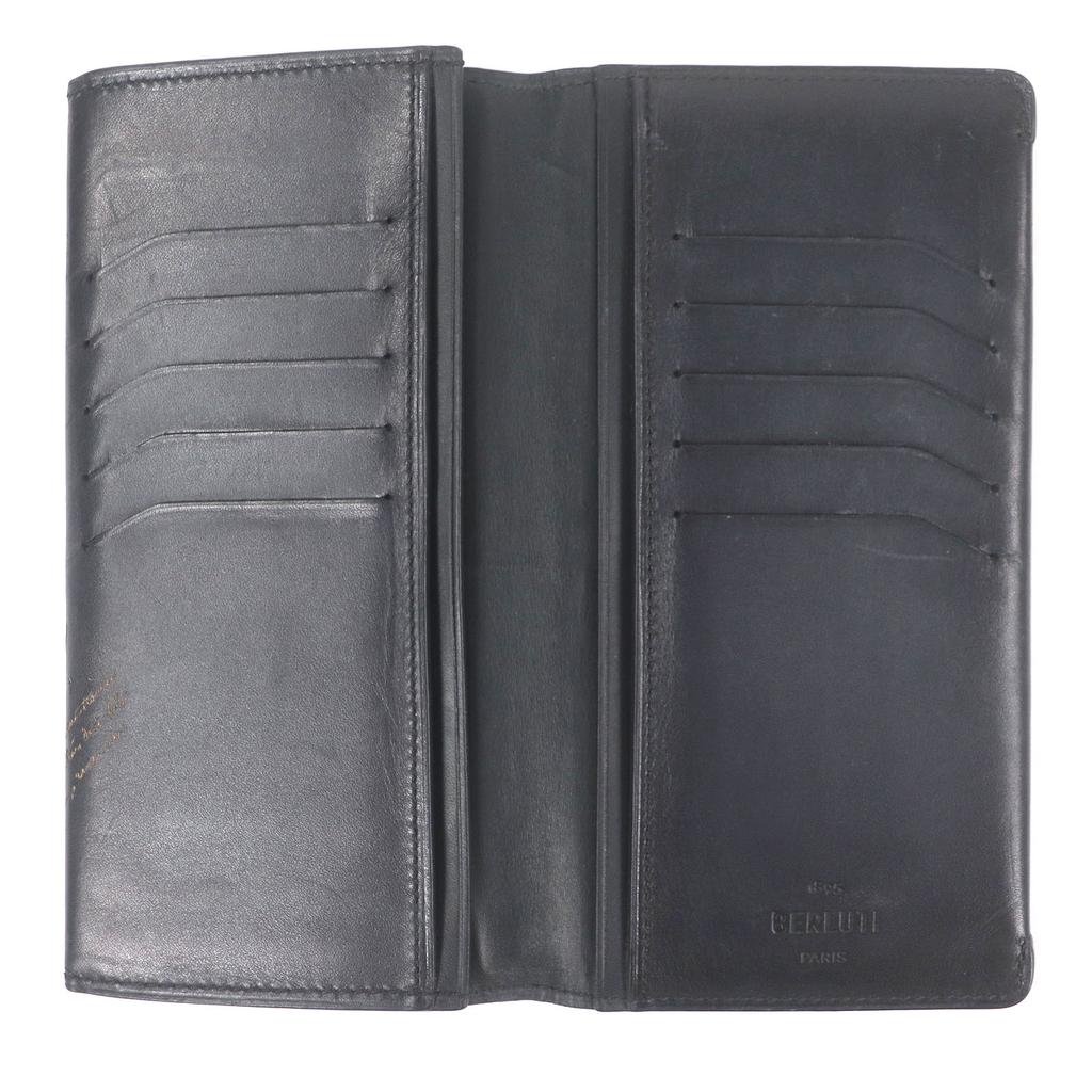 Very Good BERLUTI Purse Espace Calligraphy Scritto Long Wallet Billfold Black Leather Mens Used