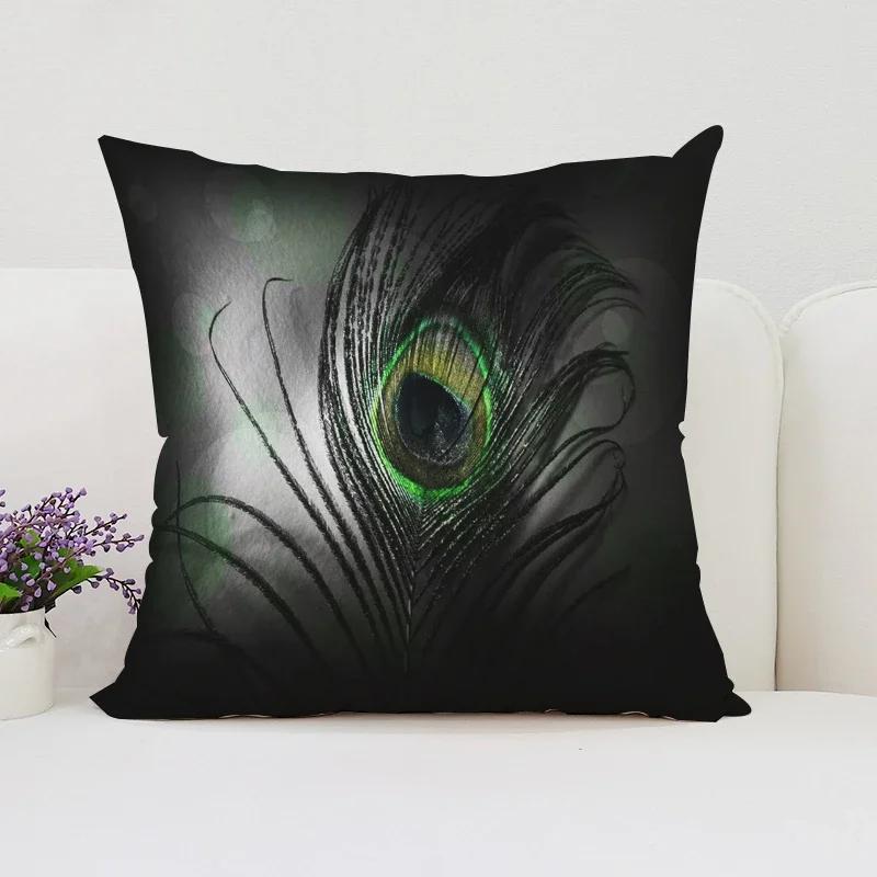 Peacock Feathers Cushion Cover 50X50Cm Decorative Pillowcase Decor 40X40 45X45 Cushions Covers For Bed Pillows Pilow Cases Sofa