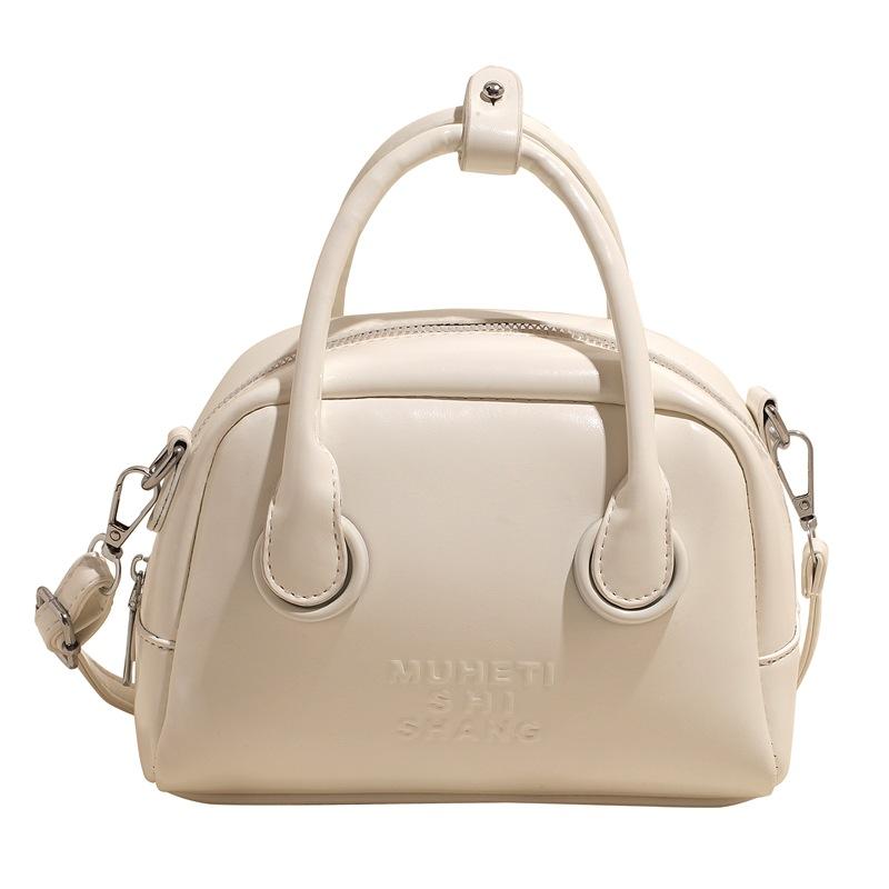 Retro Hand-held Bowling Bag Women's 2025 Spring Korean Fashion Letter Handbag Foreign Style Shoulder Messenger Bag