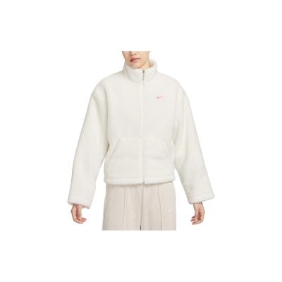 Veste Polaire Épaisse Décontractée Ample à Col Montant Zippée Couleur Unie pour Femmes Vestes Blanc Voile FV4009-133