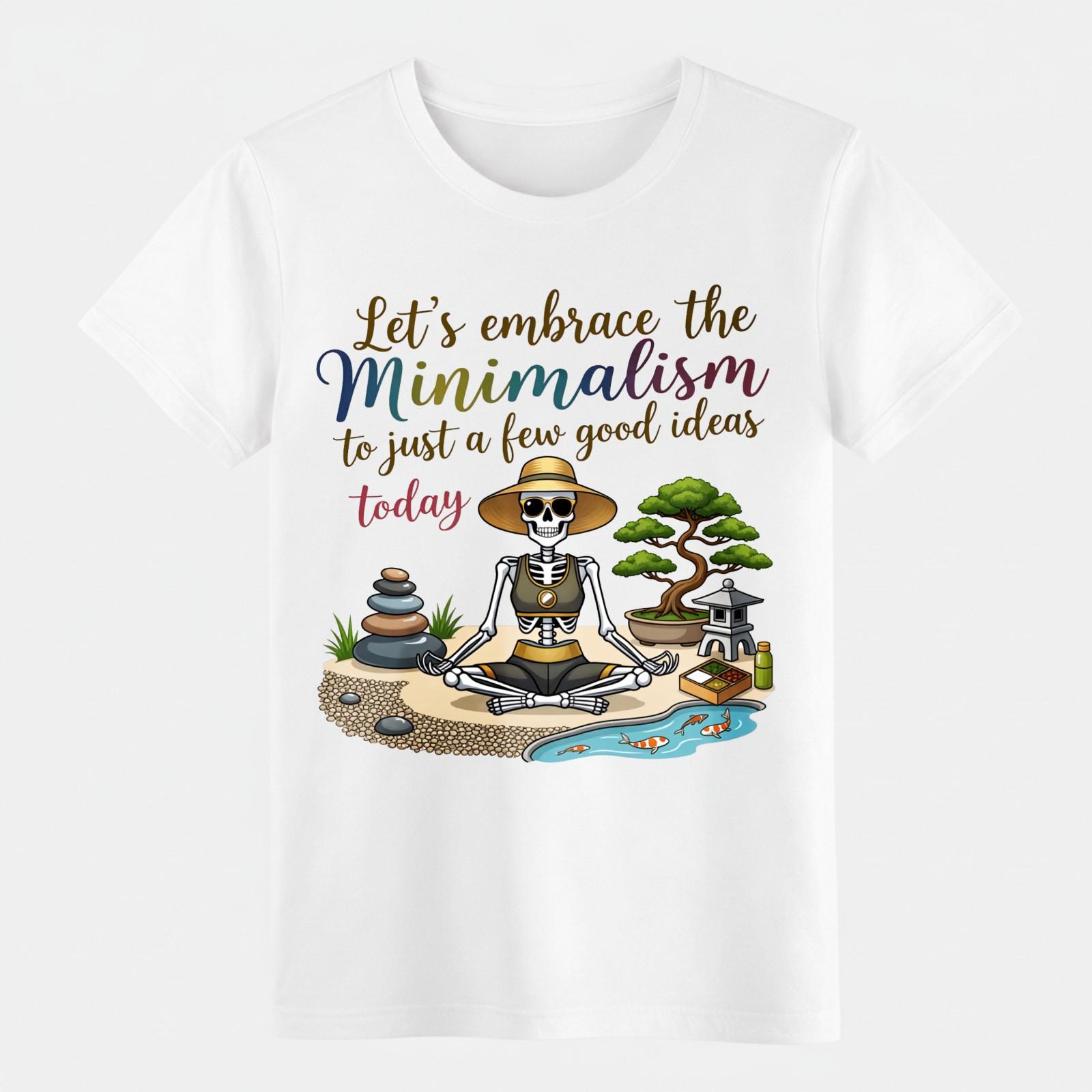 Unisex Retro Cartoon Minimalism Skeleton Zen T-Shirt Casual Yoga Meditation Tee S разноцветный