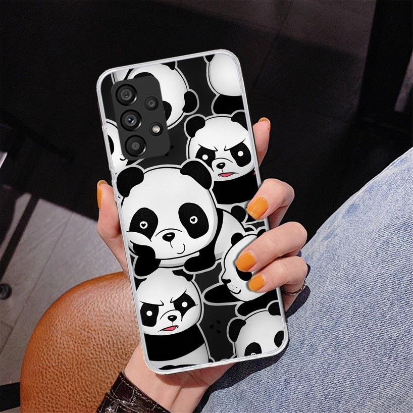 Cartoon Cute Panda Bear Phnoe Case for Samsung Galaxy A17 A37 A57 A16 A26 A36 A56 A15 A14 A13 A55 A54 A53 A35 A34 A33 A25 A24 A2