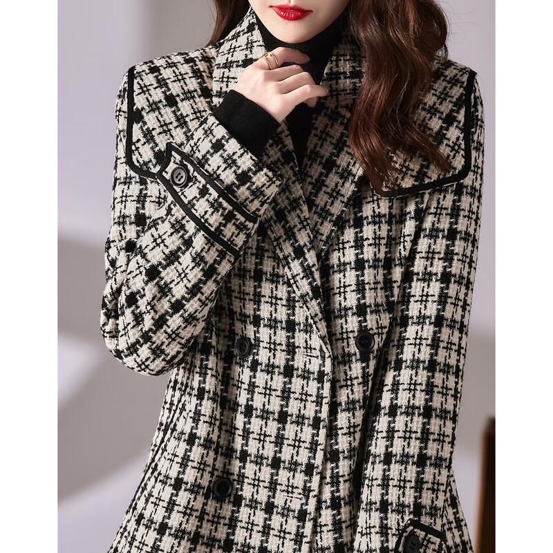 Geometrischer Print Winter Zweireihiger Trenchcoat