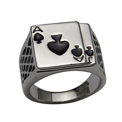Retro Flush Poker Ring Men's Oil-drip Ace of Spades Gambler's Index Finger