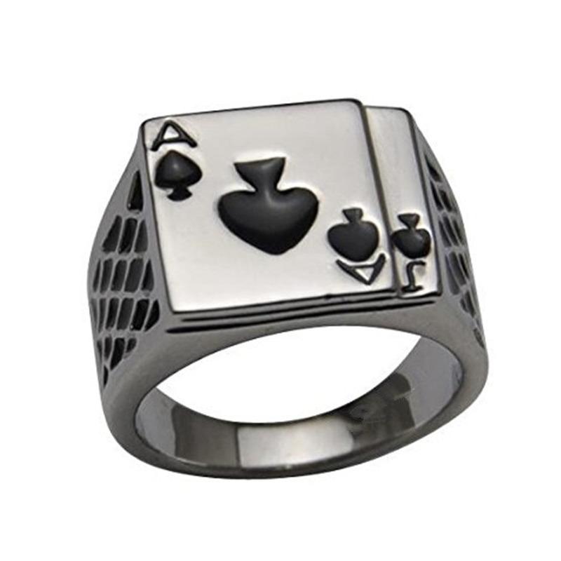 Retro Flush Poker Ring Herren Öl-Tropfen Pik-Ass Gambler's Zeigefinger