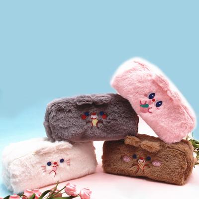Korean Bear Pen Case Stationery Trousse Scolaire Pencil Bags Kawaii Pencil Case Big Plush School Pencil Case For Girls