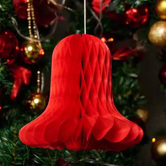 Christmas Tree Decoration Hanging Ornament Easy Assembly Festive Hanging Decor 3D Honeycomb Paper Decoration