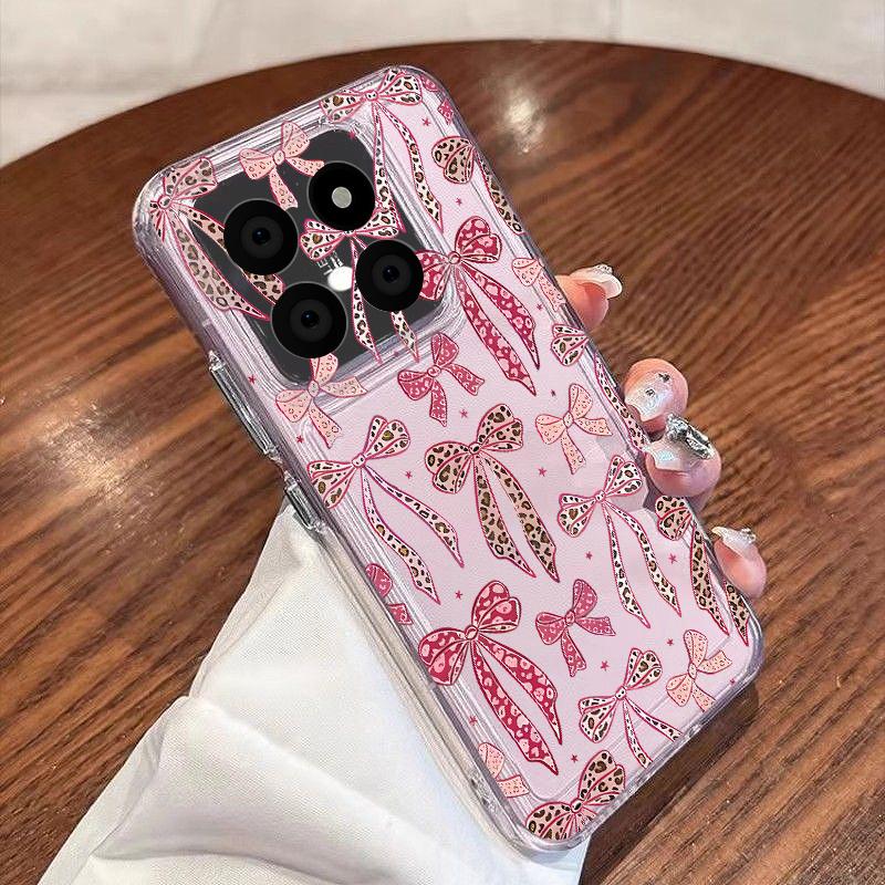 Pink Bowknots Floral Pattern Case For Xiaomi Redmi Note 15 Pro 4G Funda Redmi Note 14 13 Pro 5G Clear TPU Silicone Soft Cover