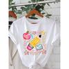 Cute Girly Bunny School Coquette Graphic T-Shirt Women’s Crew Neck Short Sleeve Back To School Pastel Print Top