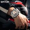 SANDA Neue quadratische Sport Herrenuhr Outdoor LED Elektronischer Stoppuhr Wecker Dual Display Multifunktions Herren Quarzuhr