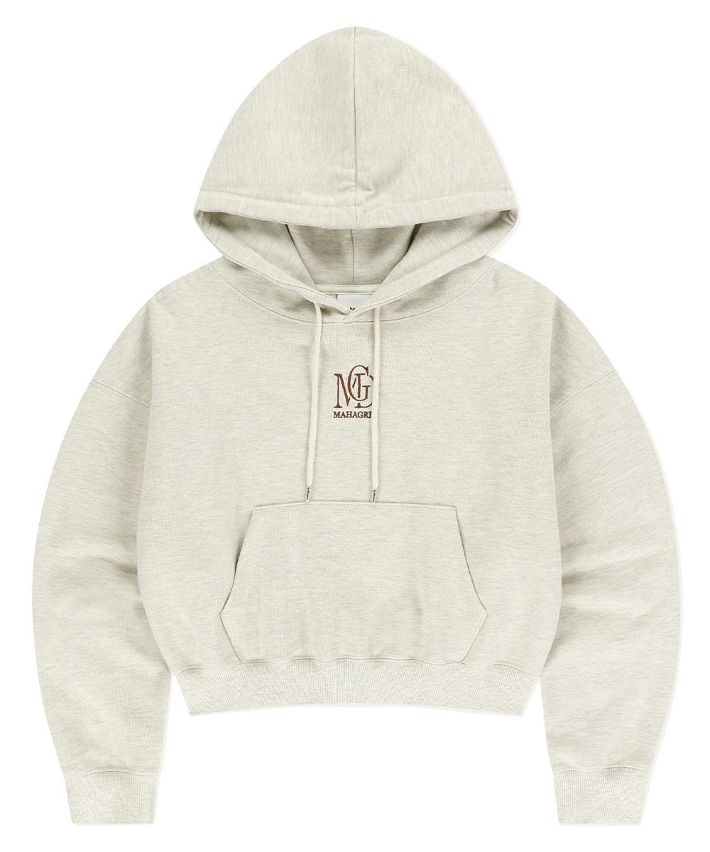 Maha Grid Mgd Serif Logo Crop Hoodie Oatmeal(Mg2Effm432A) Oatmeal/F