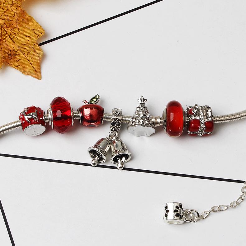 2019 Christmas Bell Bracelet with Red Crystal Beads