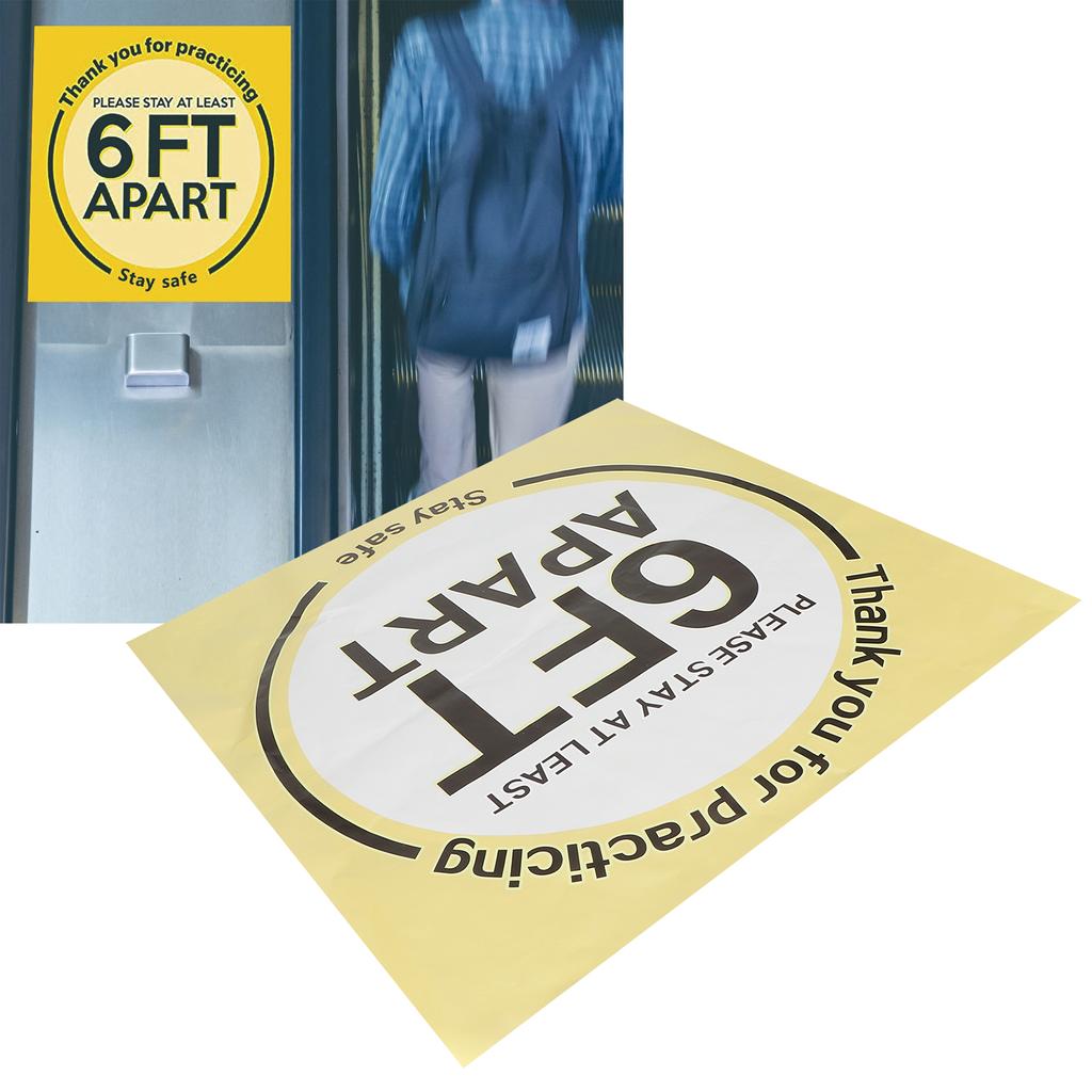 2 Sets Social Distancing Floor Decals Distancing Warning Sign Sticker for Crowd Control Guidance