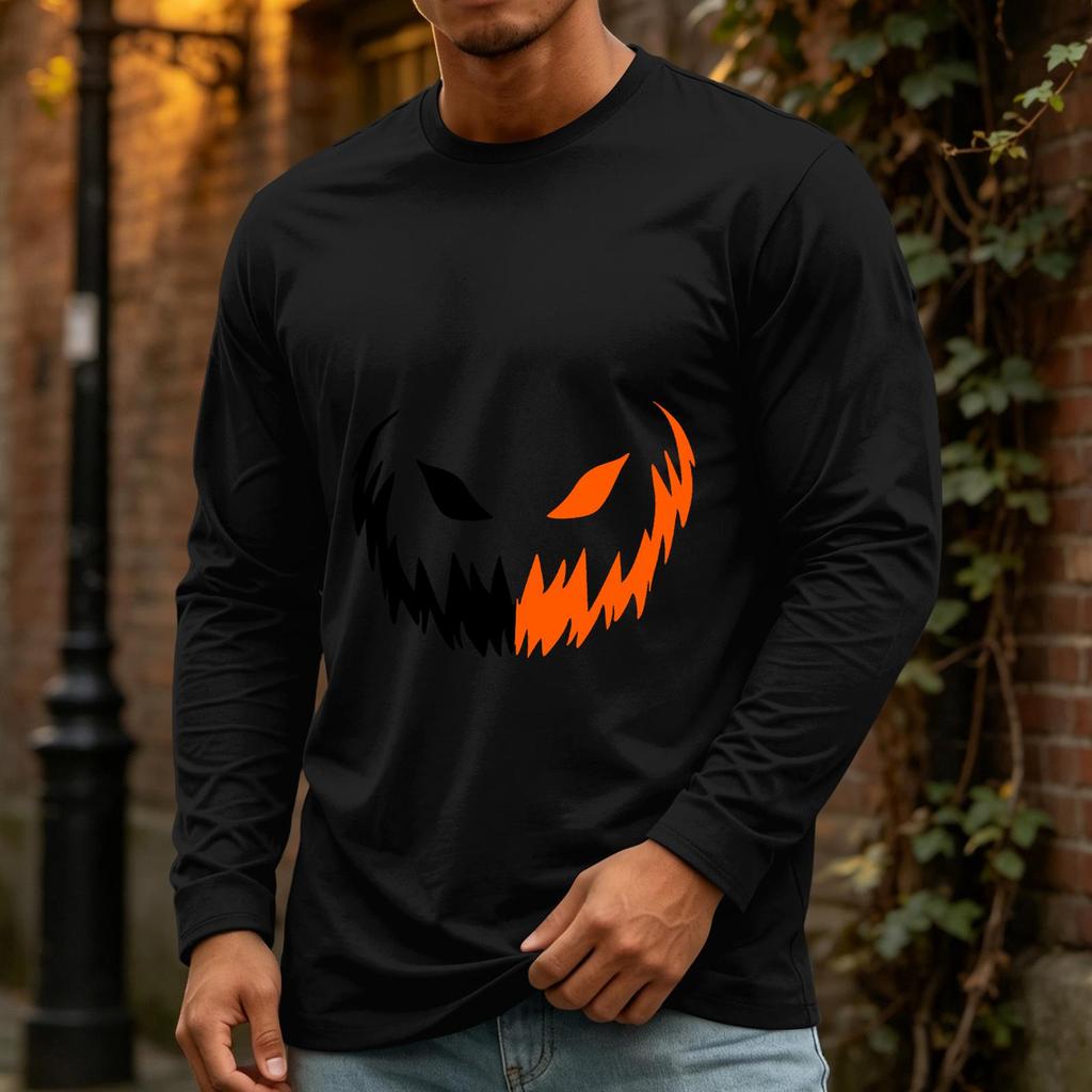 Men's Halloween Casual Long Sleeve Neck Shirt