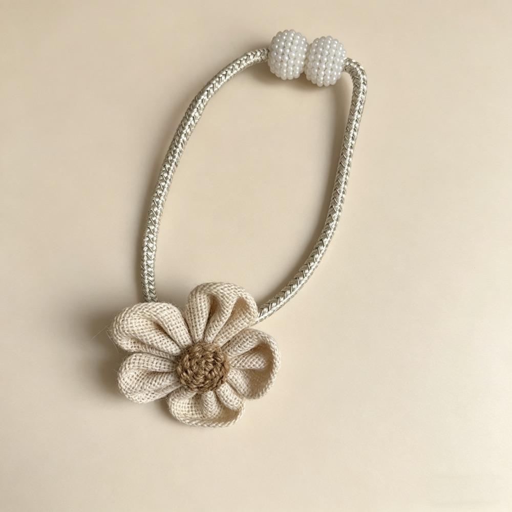

2PCS Creative Flower Curtain Tieback Linen-style Gauze Curtain Binding Rope Living Room Style 3