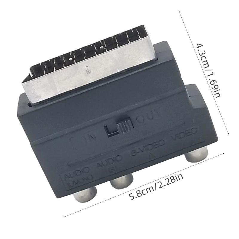 21PIN to 3RCA Female Adapter with On/Off Button for SCART Conversion Connect Satellite TV, Video Recorder, and More