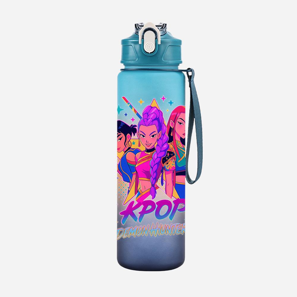 Anime Cartoon K-Pop Demon Hunters Printed 750Ml Water Bottle Large Capacity Drinking Cup Portable Outdoor Sports Water Cup Children Gift