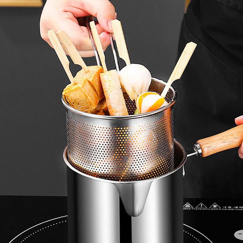 2 In 1 Oil Strainer Pot Stainless Steel Deep Fryer With Basket For Home Use Large Capacity Oil Filter Pot Deep Fat Fryer Pot