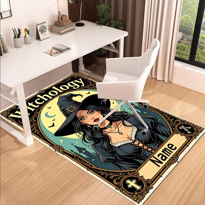1PC Custom Name Witchcraft Magic Halloween Party Theme Floor Mat Ideal for Living Room, Game Rooms, Office, Bedroom,Floor Mat Playful Design