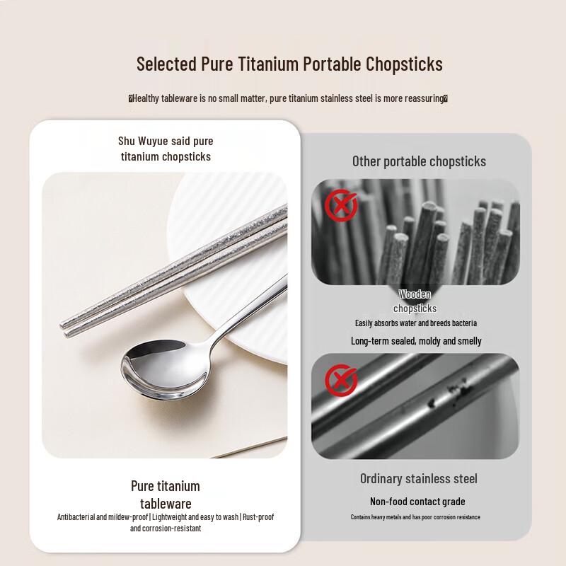 Pure Titanium Portable Chopsticks & Spoon Set