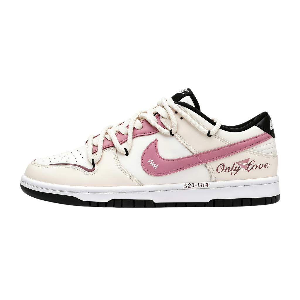 Nike Dunk Beloved Leather Abrasion Resistant Breathable Low Top Skateboard Shoes Unisex White Pink CW1590-100(Team1096-)