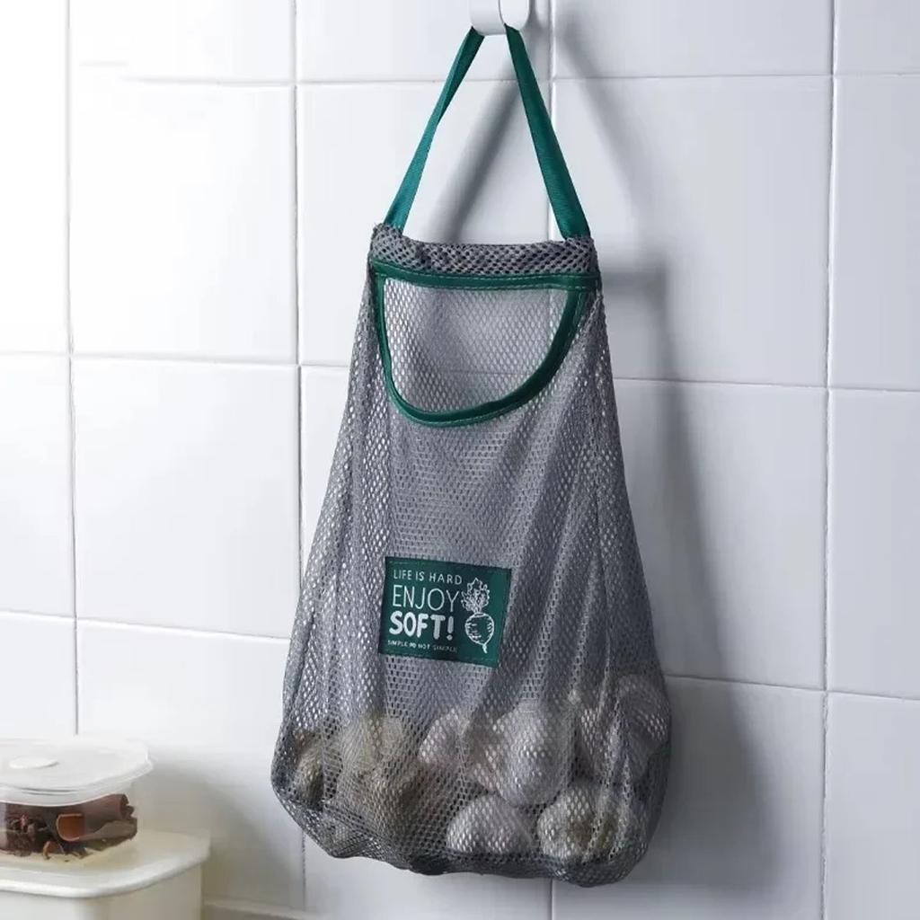 1pc-Reusable Storage Bags Kitchen Hanging Mesh Bag Home Fruit And Vegetable Storage Net Bag For Ginger Garlic Potatoes Onions