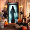 1pc 2D Door Flag  Halloween Welcome Door Flag - Evil Spirit White Dress Doll with Luminous Eyes