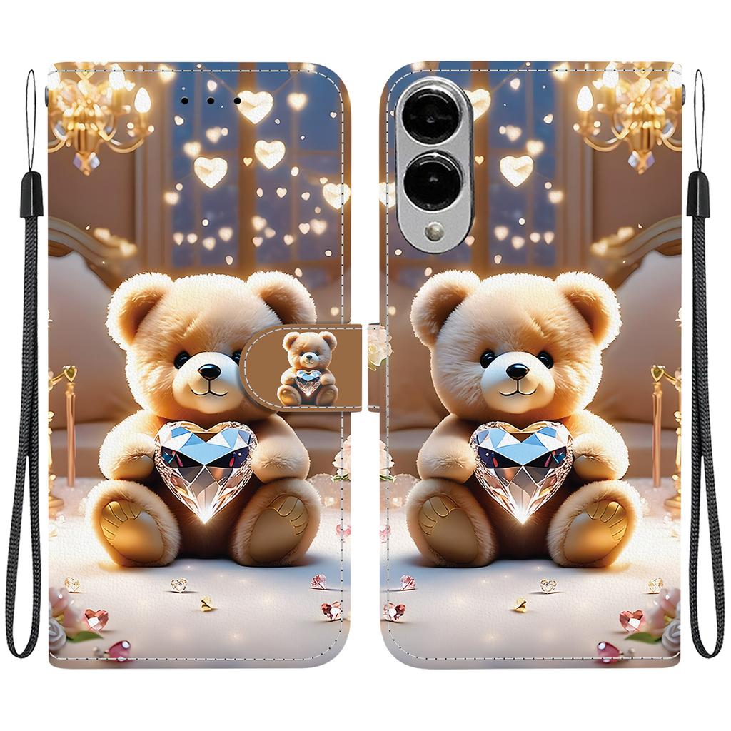 For Samsung Galaxy S25 Edge Leather Case Stand Wallet Pattern Printing Phone Cover with Wrist Strap