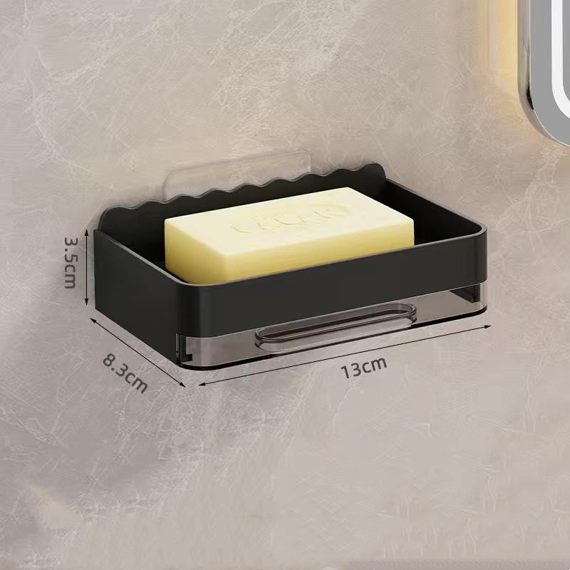 

Wall-Mounted Soap Dish Bathroom Soap Dish With Drain Water Holder Without Drilling Bathroom Soap Dish Bathroom Accessories чорний