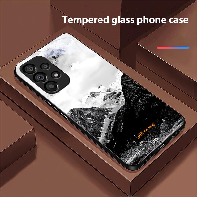 Dark Forest White For Samsung Galaxy S 8 9 10 20 Plus 21 FE 22 23 24 Ultra S7 Edge Black Tempered Glass Phone Case Hard Shell