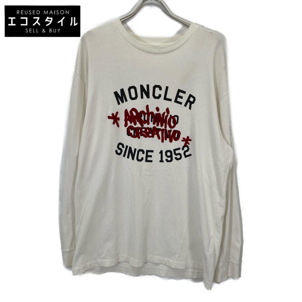 Moncler 23 Year T-Shirt Logo Long Sleeve Shirt Tops L whiteUsed