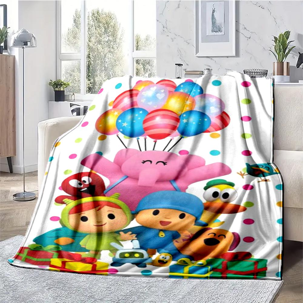 Pocoyo Theme Printed Blanket - Perfect for Couch, Bed, Travel & Outdoor Use | Machine Washable, Cozy & Durable.