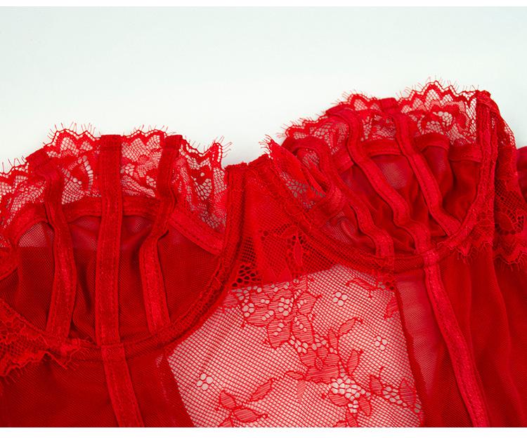 European & American Lace Mesh Sexy Lingerie Set – Women's Suspender Bodysuit