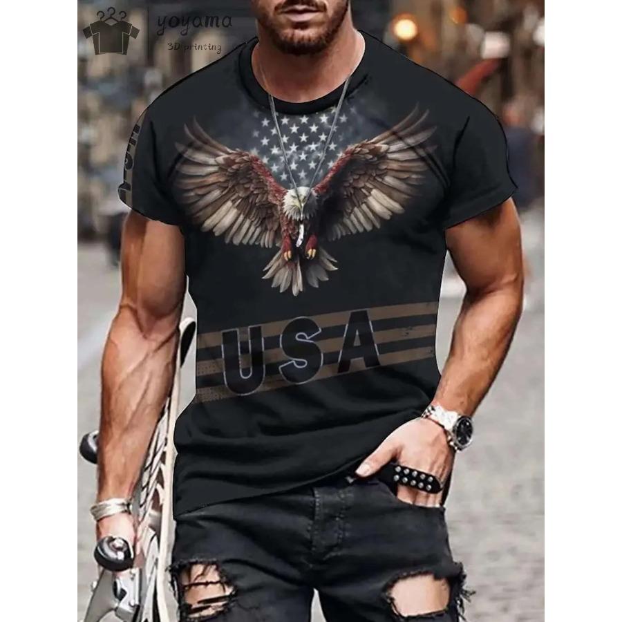 Men's T Shirts Vintage Animal Eagle 3d Printed Casual Short Sleeve Tee Shirt Fashion Outfits Streetwear O Neck Oversized Tops