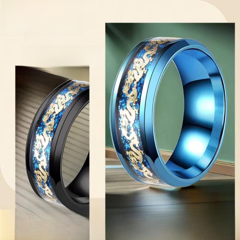 Men's High-End Chinese Dragon Titanium Steel Ring - Fashionable, Non-Fading, Stainless Steel Jewelry
