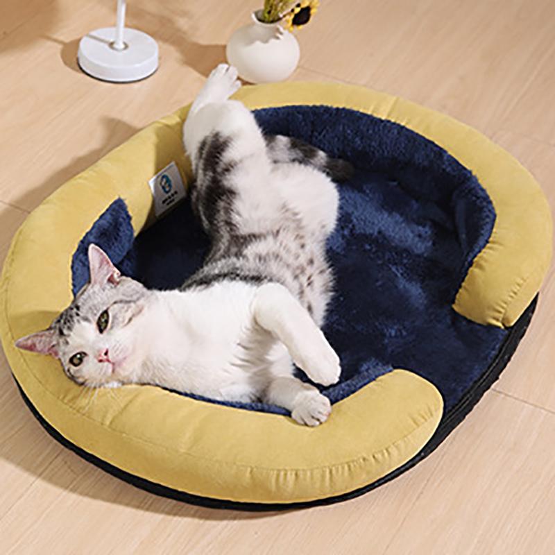 Pet House Bed Four Seasons Cat Dog Bed Warm Removable Cover Washable Pet Shelter Oval Opening Pet Nest Indoor Outdoor Pet Mat