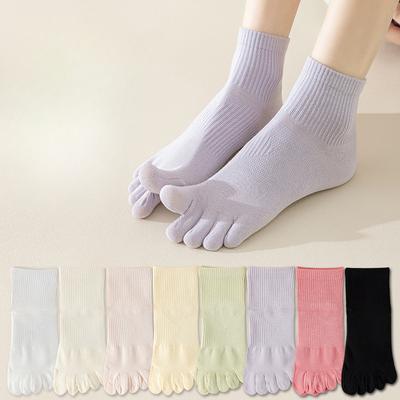 Five-fingered Socks, Women's Short Socks, Spring and Summer Thin Cotton Socks, Mid-calf Socks, Breathable Toe Split Socks, Boneless Five-toe Socks