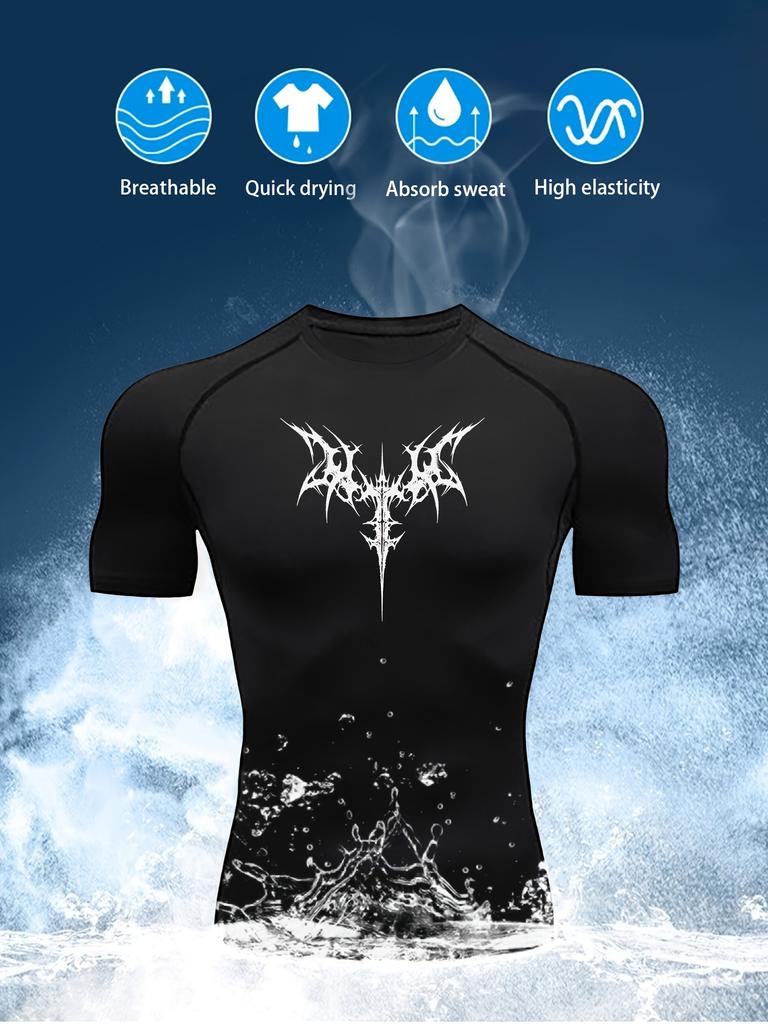 Men's wings printed compression shirt fitness summer essential sweatshirt running exercise tight quick-drying top T-shirt