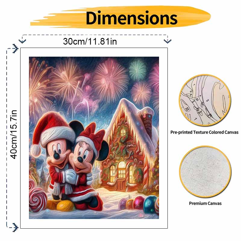 Disney Christmas Fireworks Oil Painting Kit Home Bedroom Wall Decor Handmade Gift for Holiday Party Decoration Modern Art Supplies