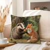 1pc Modern Badger and Fox Pattern Pillowcase, Soft and Comfortable Polyester Short Plush Fabric, Single-sided Print, Pillow Insert Not Included, 44.96