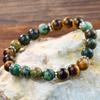 GemChic Unisex Ethnic Agate Tiger Eye Stone Beads Bracelet Classical Retro Elastic Chain Birthday Christmas Jewelry Gift